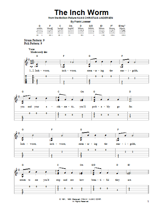 The Inch Worm (Easy Guitar Tab) von Frank Loesser