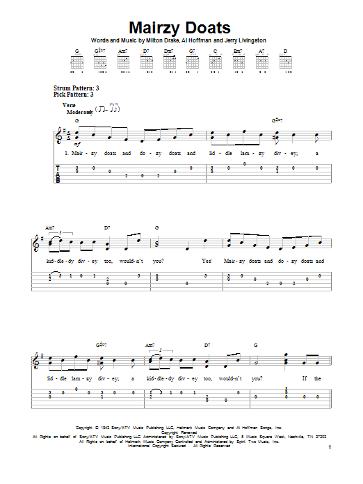 Mairzy Doats (Easy Guitar Tab) von Milton Drake