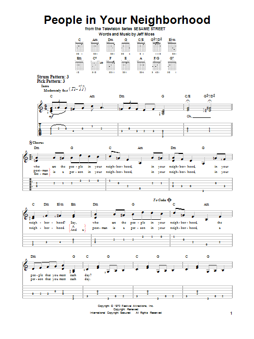 People In Your Neighborhood (Easy Guitar Tab) von Jeff Moss