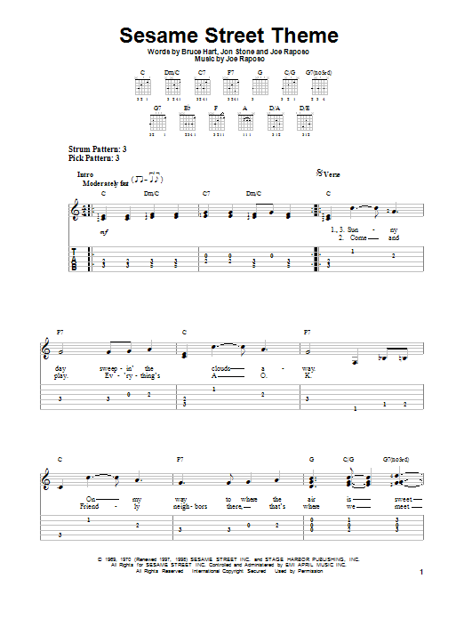 Sesame Street Theme (Easy Guitar Tab) von Jon Stone