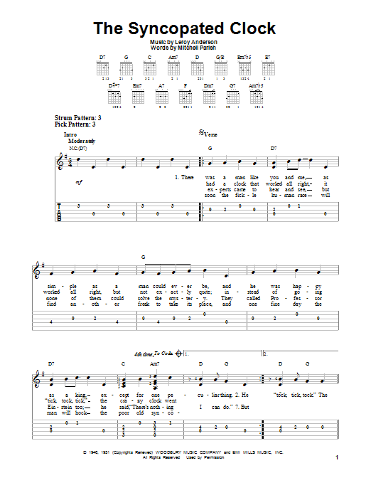 The Syncopated Clock (Easy Guitar Tab) von Leroy Anderson