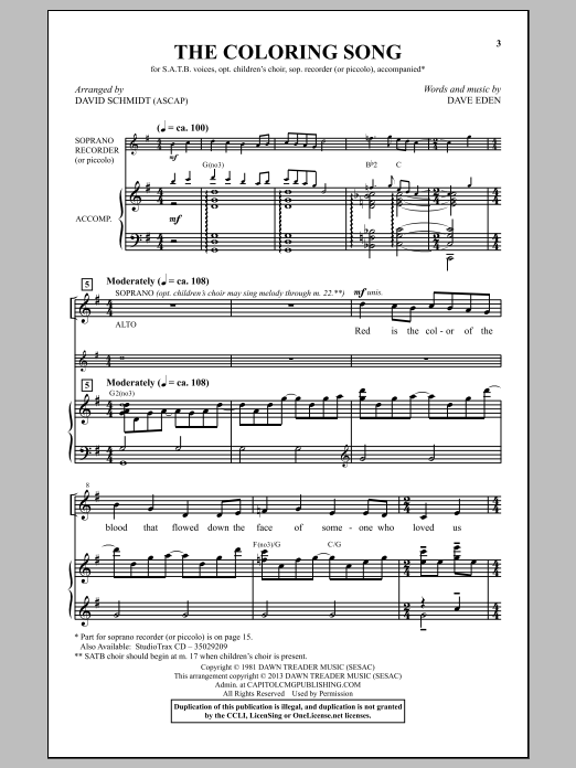 The Coloring Song (SATB Choir) von David Schmidt