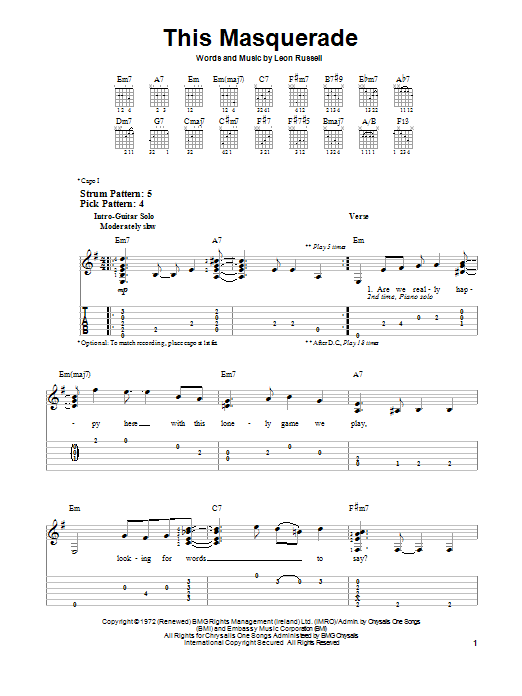 This Masquerade (Easy Guitar Tab) von Leon Russell
