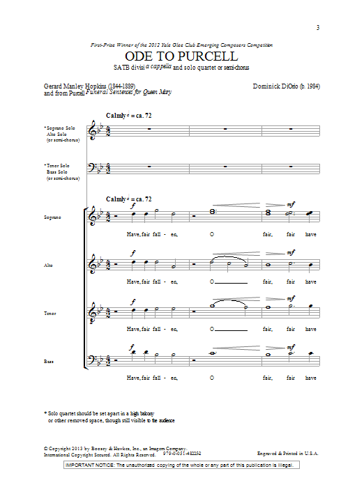 Ode To Purcell (SATB Choir) von Dominick DiOrio
