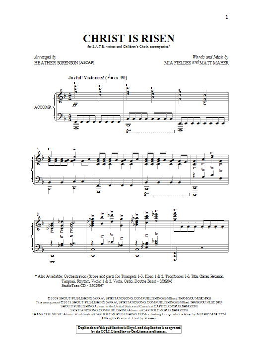 Christ Is Risen (arr. Heather Sorenson) (SATB Choir) von Matt Maher
