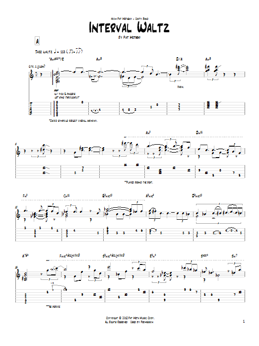 Interval Waltz (Guitar Tab) von Pat Metheny