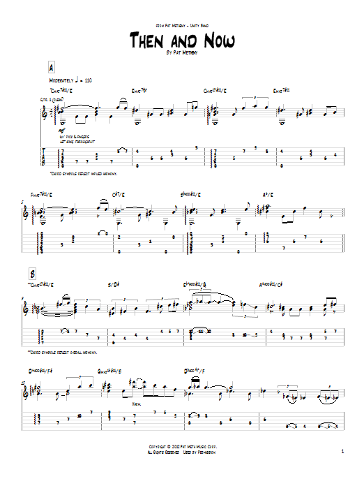 Then And Now (Guitar Tab) von Pat Metheny