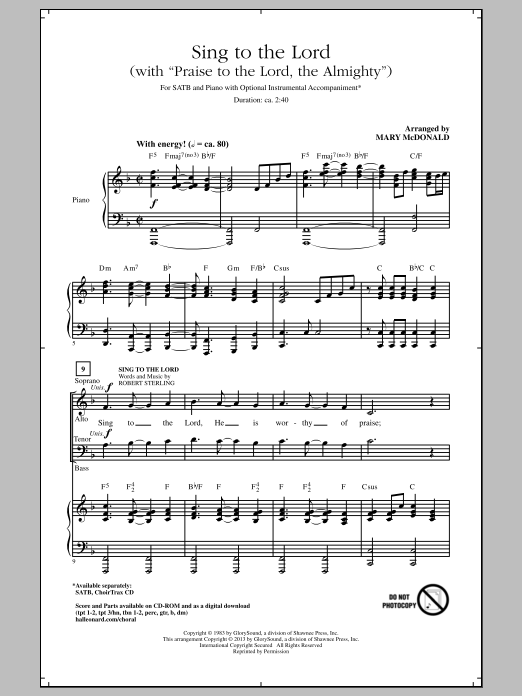 Praise To The Lord, The Almighty (SATB Choir) von Mary McDonald