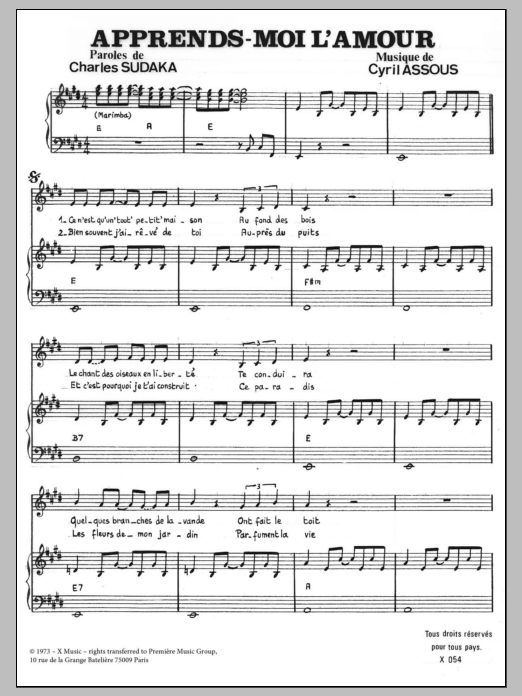 APPRENDS MOI L'AMOUR (Piano & Vocal) von Cyril Assous