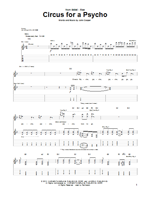 Circus For A Psycho (Guitar Tab) von Skillet