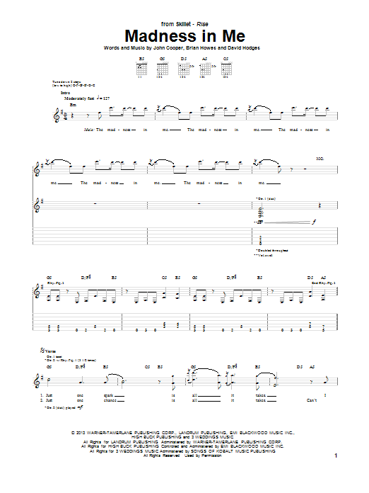 Madness In Me (Guitar Tab) von Skillet