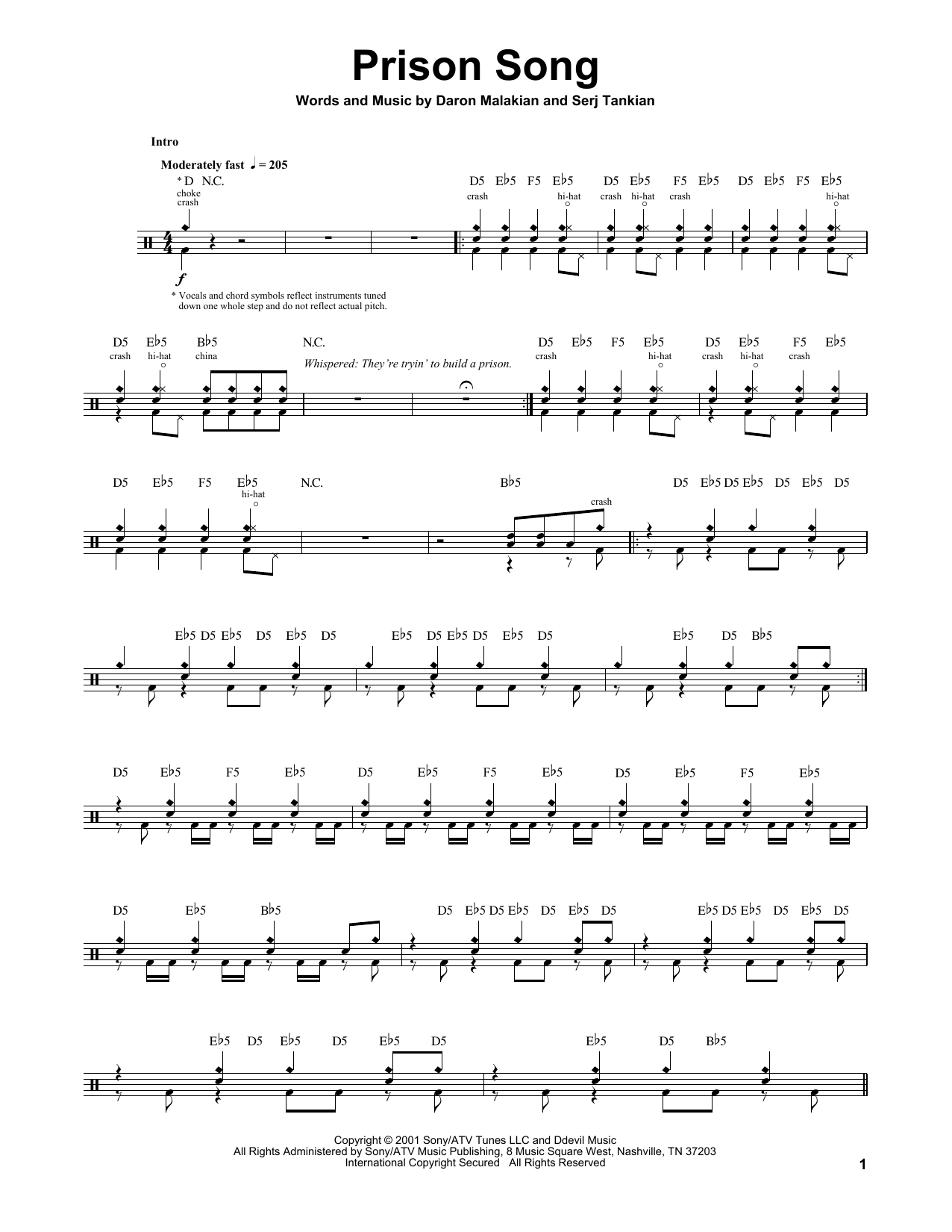 Prison Song (Drums Transcription) von System Of A Down