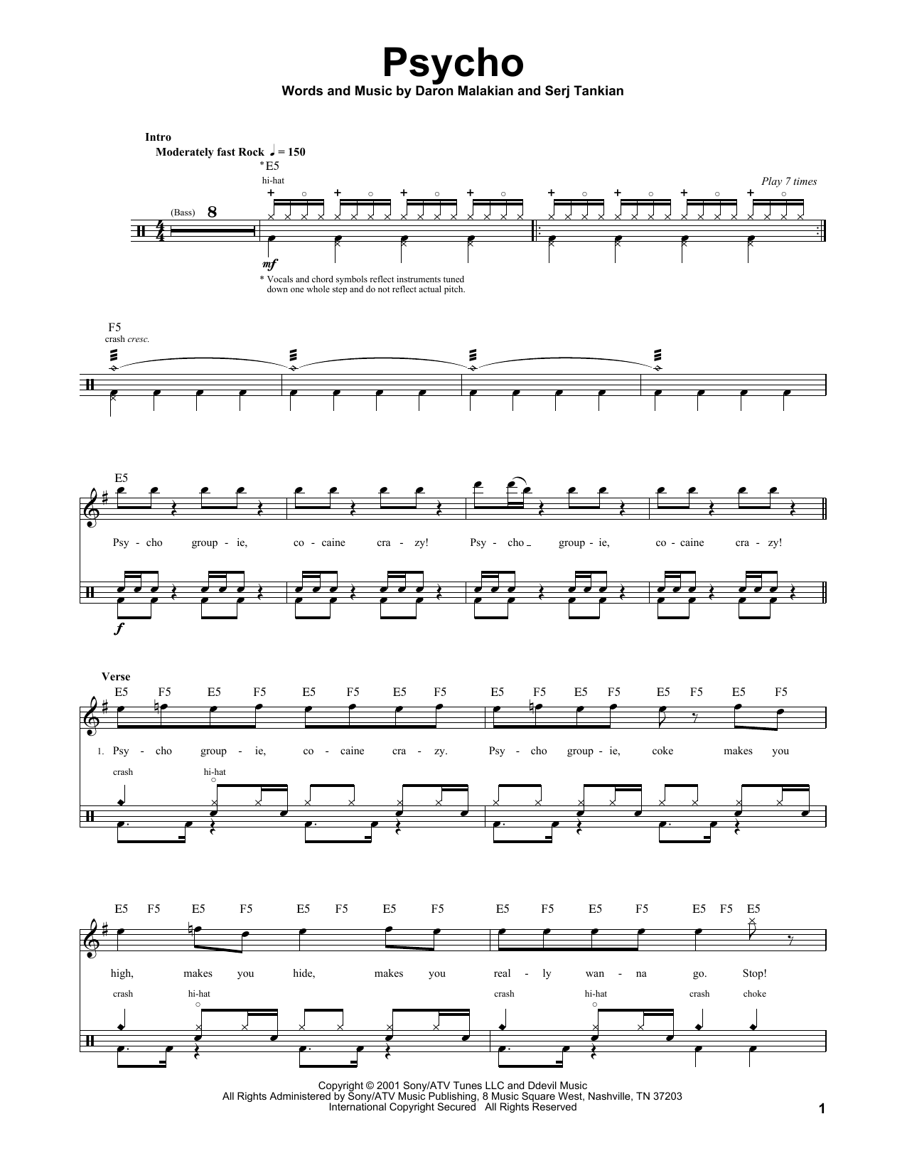 Psycho (Drums Transcription) von System Of A Down