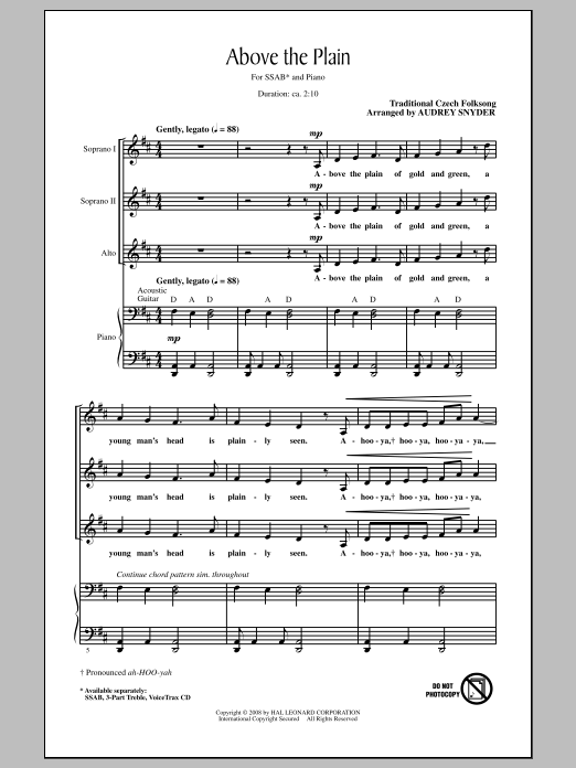 Above The Plain (SATB Choir) von Audrey Snyder