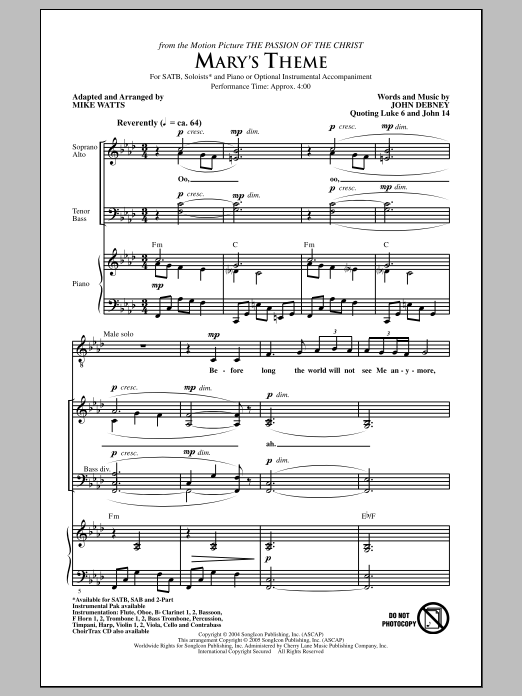 Mary's Theme (SATB Choir) von Mike Watts