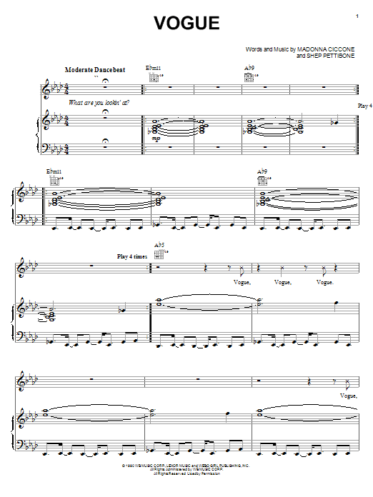 Vogue (Piano, Vocal & Guitar Chords (Right-Hand Melody)) von Madonna