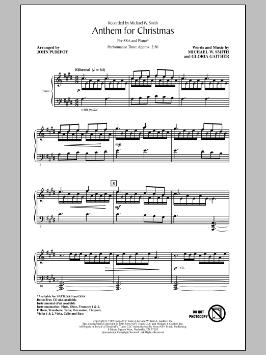Anthem For Christmas (SSA Choir) von John Purifoy