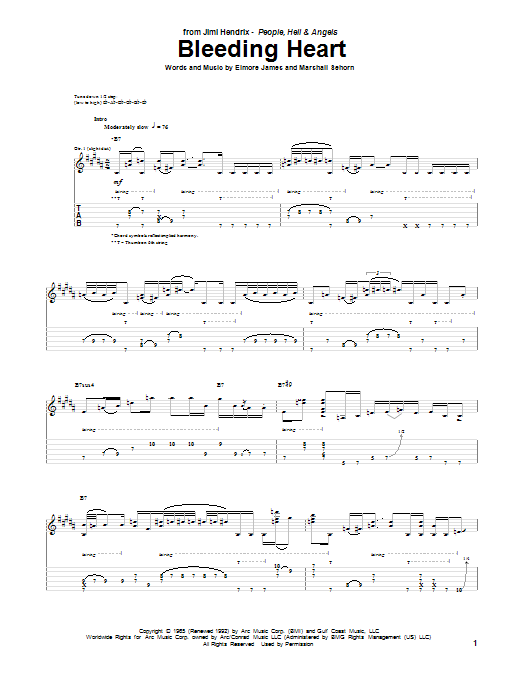 Bleeding Heart (Guitar Tab) von Jimi Hendrix