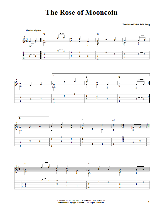 The Rose Of Mooncoin (Easy Guitar Tab) von Mark Phillips