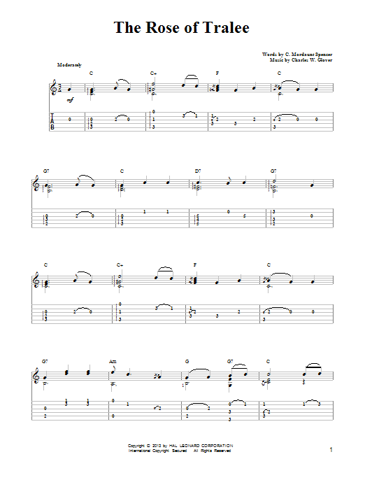 The Rose Of Tralee (Easy Guitar Tab) von Mark Phillips
