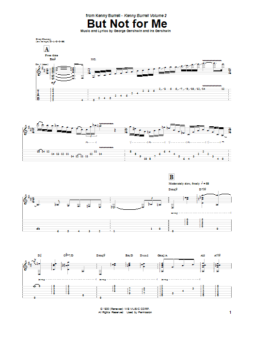 But Not For Me (Guitar Tab) von Kenny Burrell