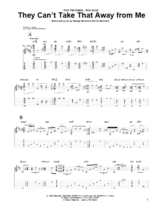 They Can't Take That Away From Me (Guitar Tab) von Ted Greene