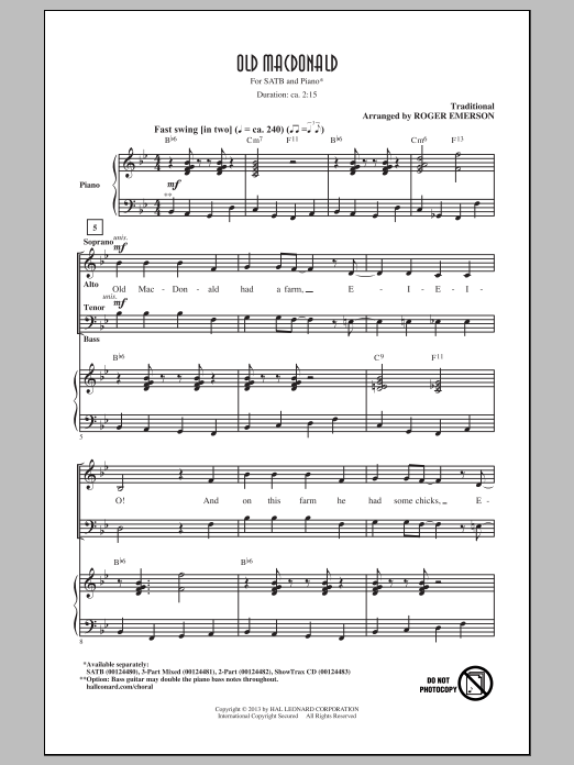 Old MacDonald (SATB Choir) von Roger Emerson