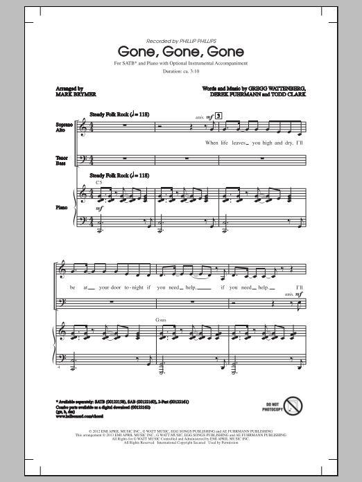 Gone, Gone, Gone (SATB Choir) von Mark Brymer