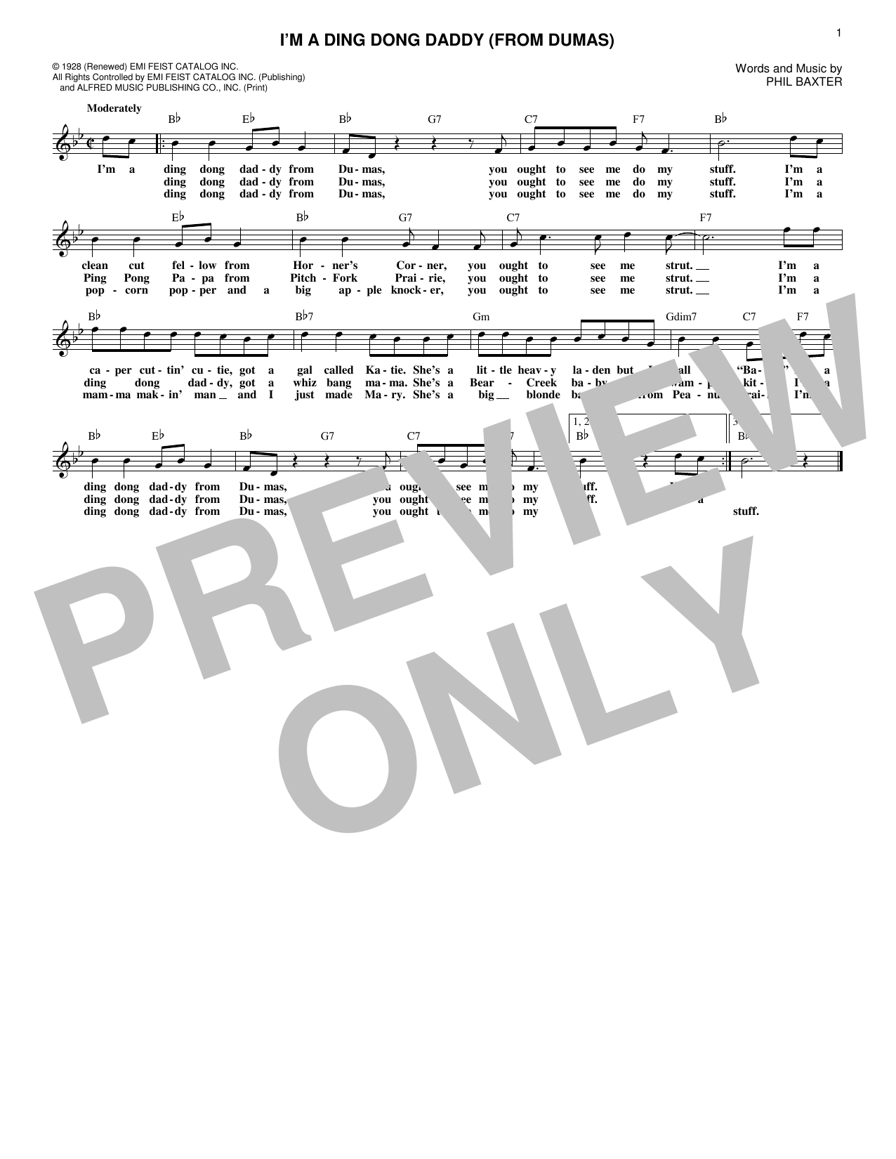 I'm A Ding Dong Daddy (From Dumas) (Lead Sheet / Fake Book) von Louis Armstrong