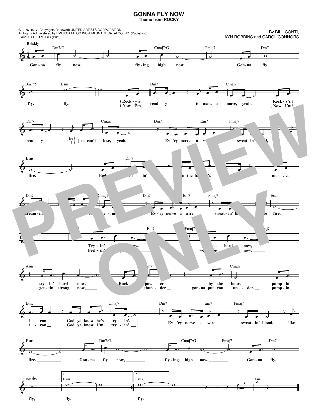 Gonna Fly Now (Theme from Rocky) (Lead Sheet / Fake Book) von Bill Conti