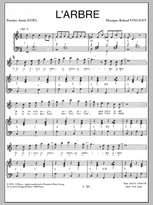 Arbre (Piano & Vocal) von Roland Vincent