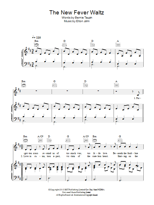 The New Fever Waltz (Piano, Vocal & Guitar Chords) von Elton John