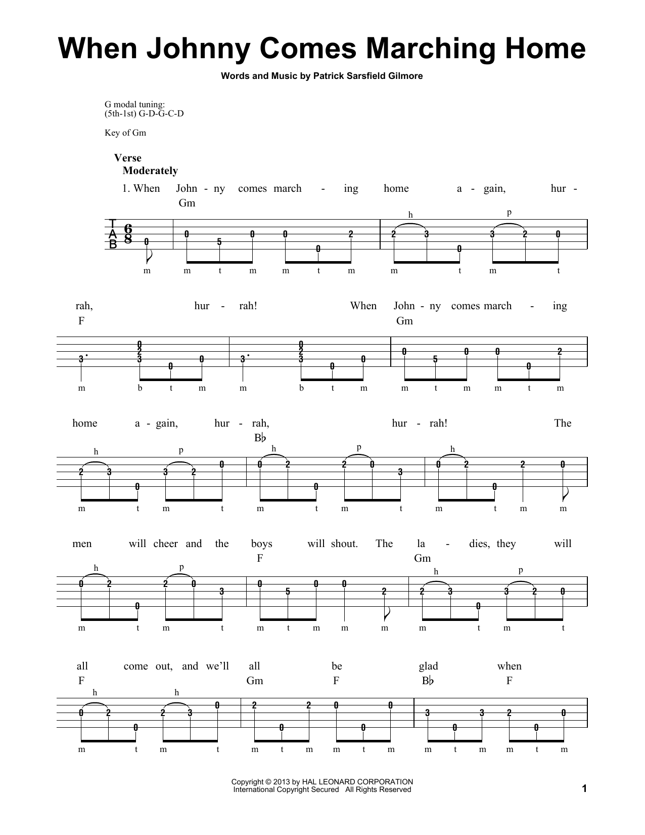 When Johnny Comes Marching Home (Banjo Tab) von Michael Miles