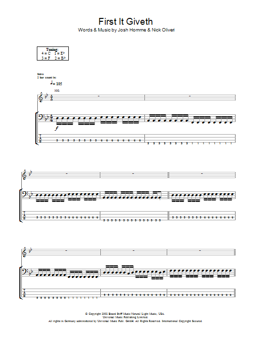 First It Giveth (Bass Guitar Tab) von Queens Of The Stone Age