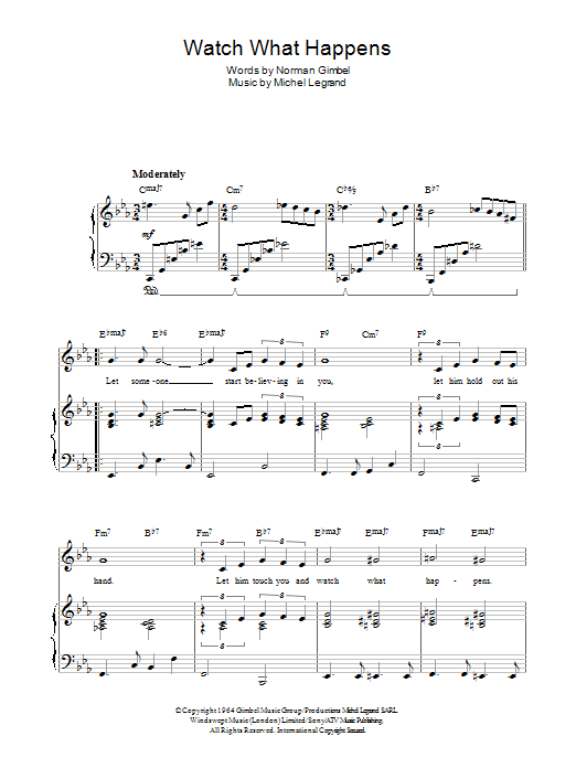 Watch What Happens (Piano, Vocal & Guitar Chords) von Michel LeGrand