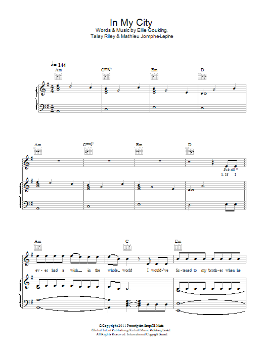 In My City (Piano, Vocal & Guitar Chords) von Ellie Goulding
