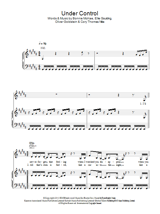 Under Control (Piano, Vocal & Guitar Chords) von Ellie Goulding