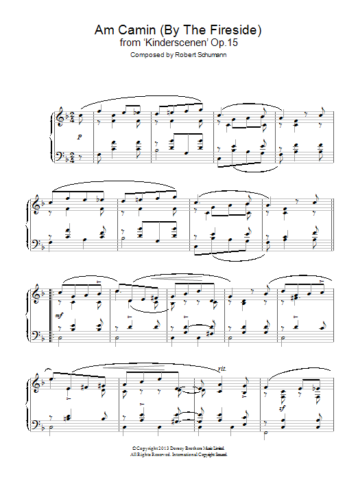Am Camin (By The Fireside) from 'Kinderscenen' Op.15 No. 8 (Piano Solo) von Robert Schumann