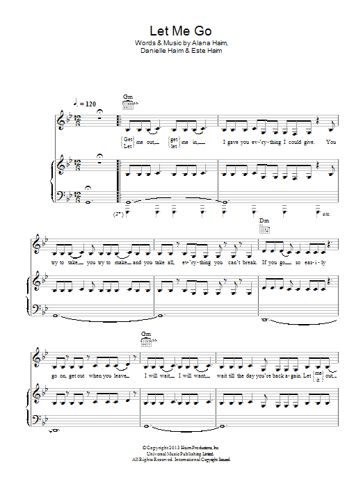 Let Me Go (Piano, Vocal & Guitar Chords) von Haim