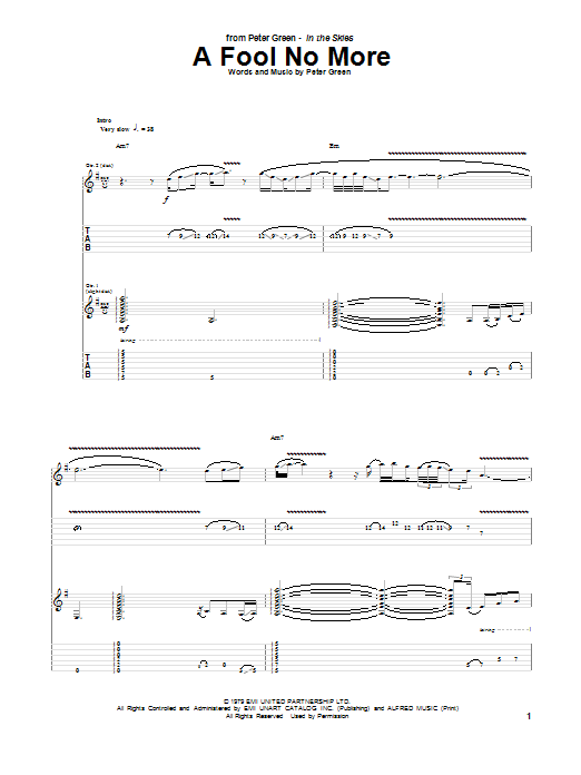 A Fool No More (Guitar Tab) von Peter Green