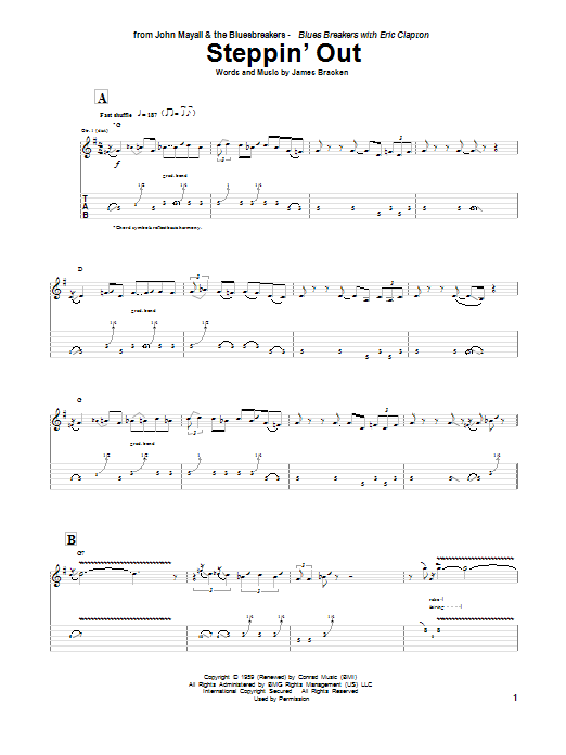 Steppin' Out (Guitar Tab) von Eric Clapton