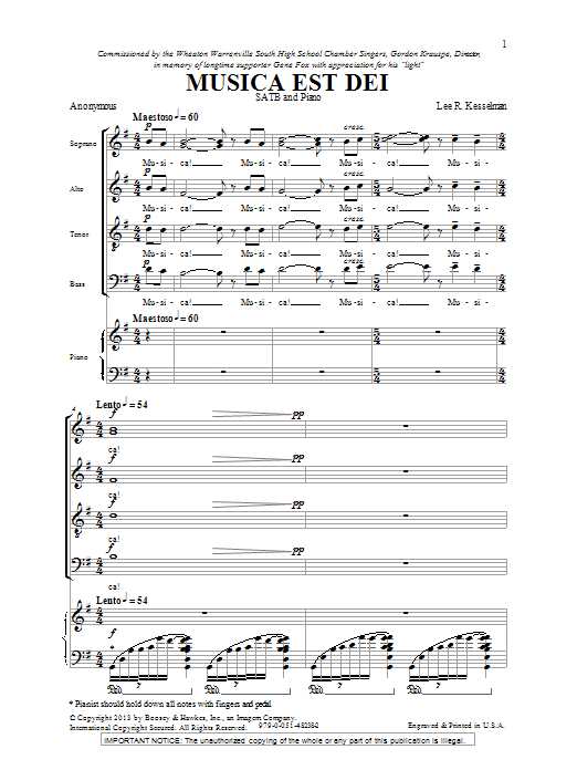 Musica Est Dei (SATB Choir) von Lee Kesselman