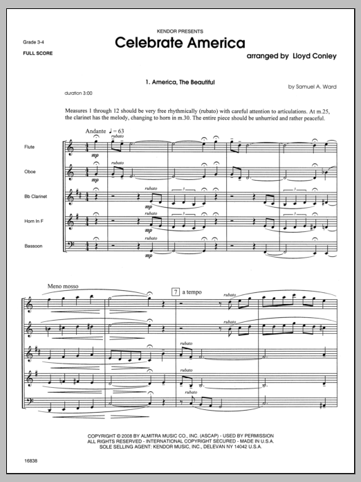 Celebrate America - Full Score (Woodwind Ensemble) von Conley