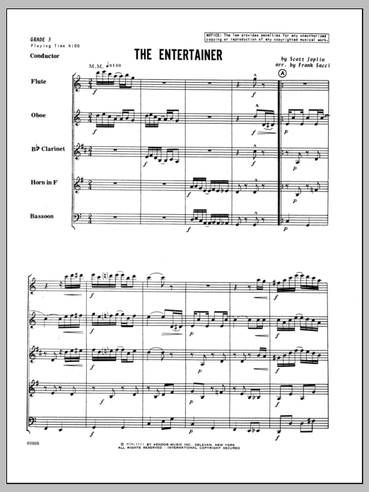 Entertainer, The - Full Score (Woodwind Ensemble) von Sacci