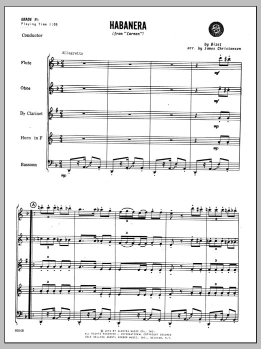 Habanera (from Carmen) - Full Score (Woodwind Ensemble) von Christensen