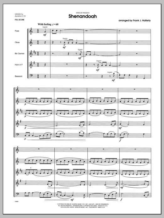 Shenandoah - Full Score (Woodwind Ensemble) von Halferty