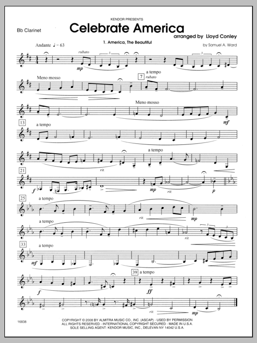 Celebrate America - Bb Clarinet (Woodwind Ensemble) von Conley
