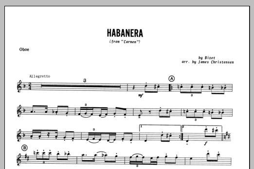 Habanera (from Carmen) - Oboe (Woodwind Ensemble) von Christensen
