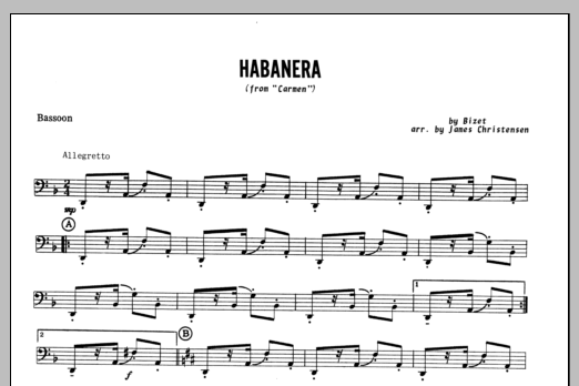 Habanera (from Carmen) - Bassoon (Woodwind Ensemble) von Christensen