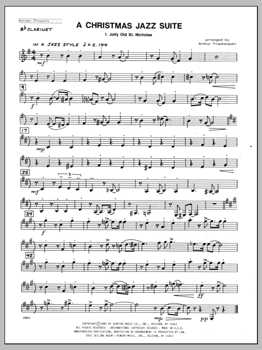 Christmas Jazz Suite, A - Bb Clarinet (Woodwind Ensemble) von Arthur Frackenpohl